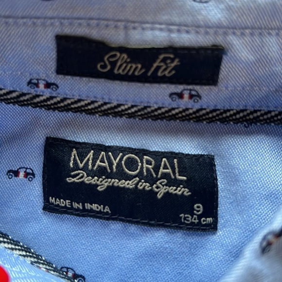 Mayoral boys long sleeved button down Oxford shirt with car print size 9 NWOT - Picture 3 of 5